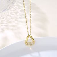 Copper 18K Gold Plated Artistic Plating Inlay House Teapot Butterfly Zircon Pendant Necklace main image 7
