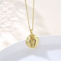 Copper 18K Gold Plated Artistic Plating Inlay House Teapot Butterfly Zircon Pendant Necklace main image 10
