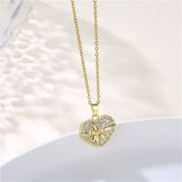 Copper 18K Gold Plated Artistic Plating Inlay House Teapot Butterfly Zircon Pendant Necklace main image 11
