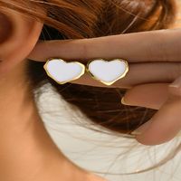 Wholesale Jewelry 1 Pair Simple Style Heart Shape Alloy Ear Studs main image 4
