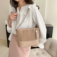 Women's All Seasons Pu Leather Stripe Solid Color Basic Square Zipper Shoulder Bag main image 4