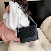 Women's All Seasons Pu Leather Stripe Solid Color Basic Square Zipper Shoulder Bag main image 5