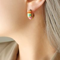 1 Pair Casual C Shape Enamel Plating Titanium Steel 18k Gold Plated Ear Studs main image 2