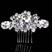 Bridal Crown Flower Alloy Plating Hollow Out Inlay Rhinestones Pearl Insert Comb 1 Piece main image 3