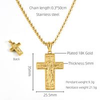 Stainless Steel 18K Gold Plated Retro Plating Cross Titanium Steel Pendant Necklace sku image 1