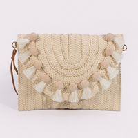 Women's Straw Solid Color Streetwear Square Magnetic Buckle Crossbody Bag sku image 1