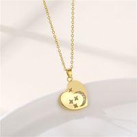 Stainless Steel Titanium Steel 18K Gold Plated INS Style Plating Inlay Sun Heart Shape Whale Zircon Pendant Necklace sku image 7