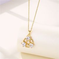 Stainless Steel Titanium Steel 18K Gold Plated INS Style Plating Inlay Sun Heart Shape Whale Zircon Pendant Necklace sku image 8