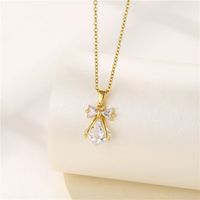 Stainless Steel Titanium Steel 18K Gold Plated INS Style Plating Inlay Sun Heart Shape Whale Zircon Pendant Necklace sku image 3