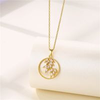 Stainless Steel Titanium Steel 18K Gold Plated INS Style Plating Inlay Sun Heart Shape Whale Zircon Pendant Necklace sku image 9