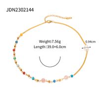 Wholesale 1 Piece Ins Style Round Stainless Steel Freshwater Pearl 18k Gold Plated Necklace sku image 1
