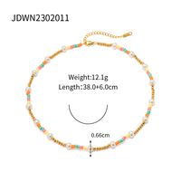 Ins Style Colorful Stainless Steel Beaded Plating 18k Gold Plated Necklace main image 2