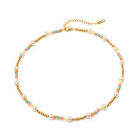 Ins Style Colorful Stainless Steel Beaded Plating 18k Gold Plated Necklace main image 3