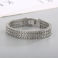 Einfacher Stil Einfarbig Rostfreier Stahl Patchwork 18 Karat Vergoldet Männer Armbänder main image 3