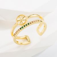 Baroque Style Dragonfly Copper Plating Inlay Zircon Gold Plated Open Ring sku image 2