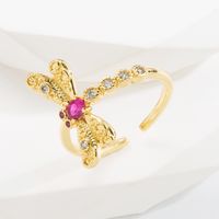 Baroque Style Dragonfly Copper Plating Inlay Zircon Gold Plated Open Ring main image 5