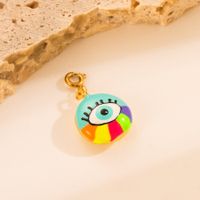 Ins Style Devil's Eye Stainless Steel Freshwater Pearl Beaded Enamel 18k Gold Plated Pendants Jewelry Accessories main image 4