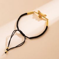 Ins Style Mama Cross Devil's Eye Bee Rope Copper 18k Gold Plated Zircon Bracelets In Bulk main image 5