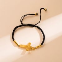 Ins Style Mama Cross Devil's Eye Bee Rope Copper 18k Gold Plated Zircon Bracelets In Bulk sku image 2