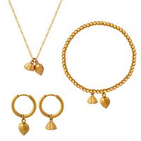 Wholesale Artistic Lotus Titanium Steel 18k Gold Plated Bracelets Earrings Necklace main image 9