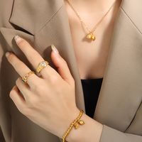 Wholesale Artistic Lotus Titanium Steel 18k Gold Plated Bracelets Earrings Necklace main image 3
