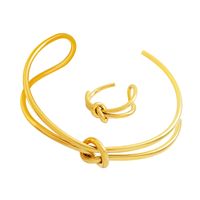 Wholesale 1 Piece Ins Style Vintage Style Knot Titanium Steel 18k Gold Plated Rings Bracelets main image 10