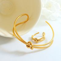Wholesale 1 Piece Ins Style Vintage Style Knot Titanium Steel 18k Gold Plated Rings Bracelets main image 1