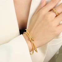 Wholesale 1 Piece Ins Style Vintage Style Knot Titanium Steel 18k Gold Plated Rings Bracelets main image 7