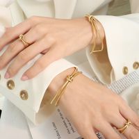 Wholesale 1 Piece Ins Style Vintage Style Knot Titanium Steel 18k Gold Plated Rings Bracelets main image 3