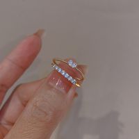 Fashion Solid Color Alloy Hollow Out Inlay Zircon Women's Open Ring 1 Piece sku image 11