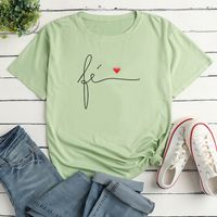 Femmes T-shirt Manche Courte T-shirts Impression Décontractée Lettre Forme De Cœur main image 6