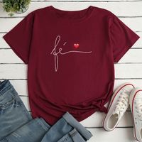 Women's T-shirt Short Sleeve T-shirts Printing Casual Letter Heart Shape main image 1