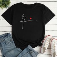Women's T-shirt Short Sleeve T-shirts Printing Casual Letter Heart Shape main image 3