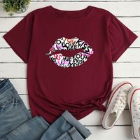 Casual Mouth Letter Polyester Round Neck Short Sleeve Regular Sleeve Printing T-shirt main image 2