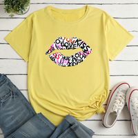 Casual Mouth Letter Polyester Round Neck Short Sleeve Regular Sleeve Printing T-shirt main image 4