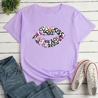 Casual Mouth Letter Polyester Round Neck Short Sleeve Regular Sleeve Printing T-shirt main image 5