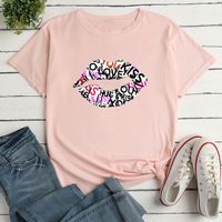 Casual Mouth Letter Polyester Round Neck Short Sleeve Regular Sleeve Printing T-shirt main image 3