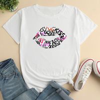 Casual Mouth Letter Polyester Round Neck Short Sleeve Regular Sleeve Printing T-shirt main image 8