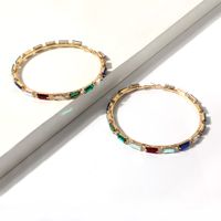 Wholesale Jewelry 1 Pair Simple Style Round Alloy Glass Glass Hoop Earrings sku image 1