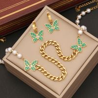 Wholesale Elegant Butterfly Stainless Steel Bracelets Earrings Necklace main image 1
