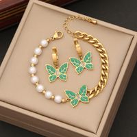 Wholesale Elegant Butterfly Stainless Steel Bracelets Earrings Necklace main image 6