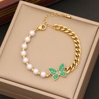 Wholesale Elegant Butterfly Stainless Steel Bracelets Earrings Necklace sku image 2