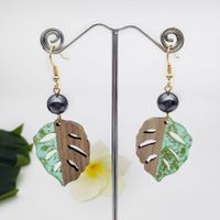 1 Pair Simple Style Leaf Wood Women's Drop Earrings main image 1