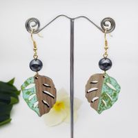 1 Pair Simple Style Leaf Wood Women's Drop Earrings main image 6