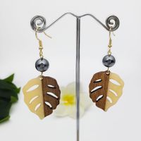 1 Pair Simple Style Leaf Wood Women's Drop Earrings main image 5