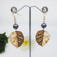 1 Pair Simple Style Leaf Wood Women's Drop Earrings main image 3
