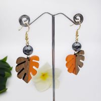 1 Pair Simple Style Leaf Wood Women's Drop Earrings sku image 2