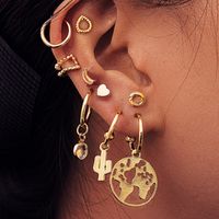 1 Set Original Design Moon Heart Shape Alloy Plating Hollow Out Inlay Artificial Rhinestones Women's Earrings Ear Studs sku image 1