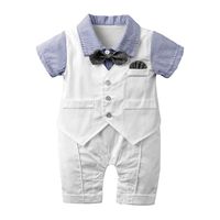 British Style Solid Color Polyester Baby Rompers sku image 1