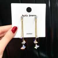 1 Pair Simple Style Butterfly Alloy Inlay Artificial Crystal Women's Drop Earrings sku image 2